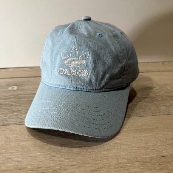 Adidas Hat Womens Adjustable Strapback Baby Blue Baseball Cap Trefoil Logo - Picture 1 of 6